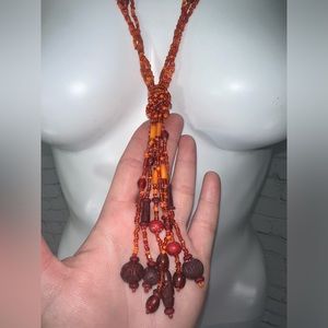 Unique Wood engraved beaded necklace